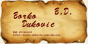 Borko Duković vizit kartica